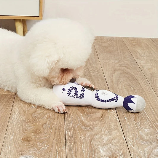 Squeaky Plush Dog Chew Toy – Durable & Stylish Vase Design